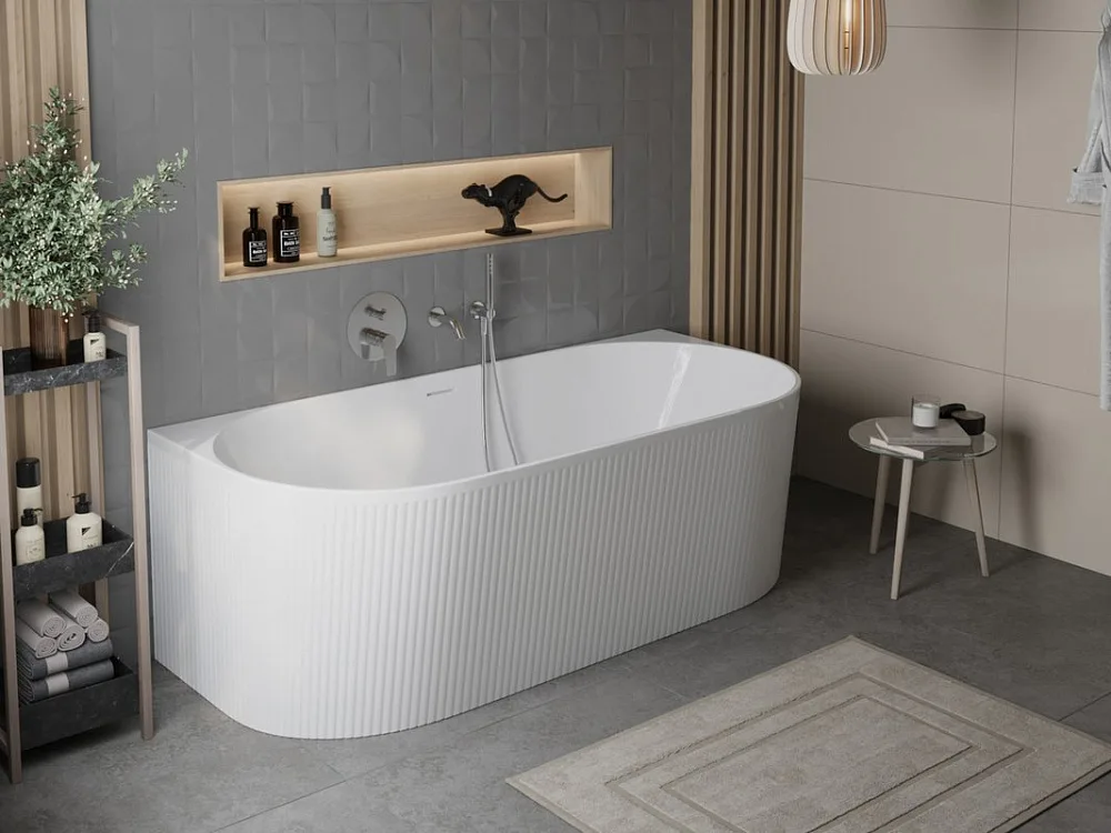 Акриловая ванна BelBagno BB412 170x80 см, пристенная, белая, овальная, со сливом-переливом, с донным Sancos — официальный сайт