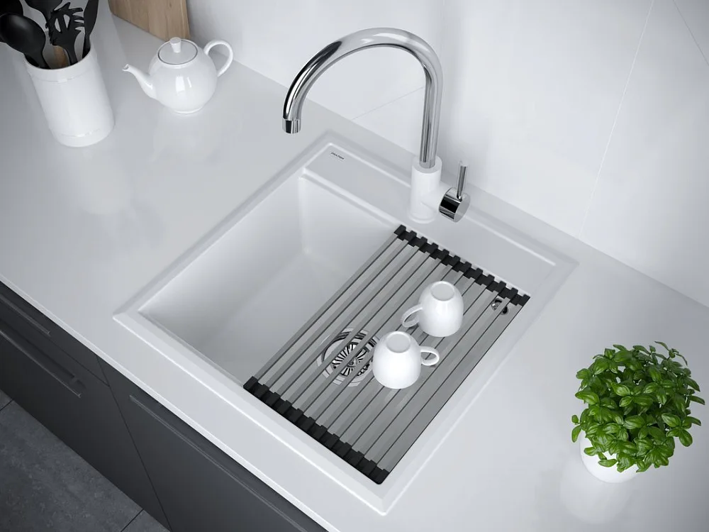 Мойка кухонная Paulmark Stepia + Step PM115051-WH+R375-BS белая Sancos — официальный сайт