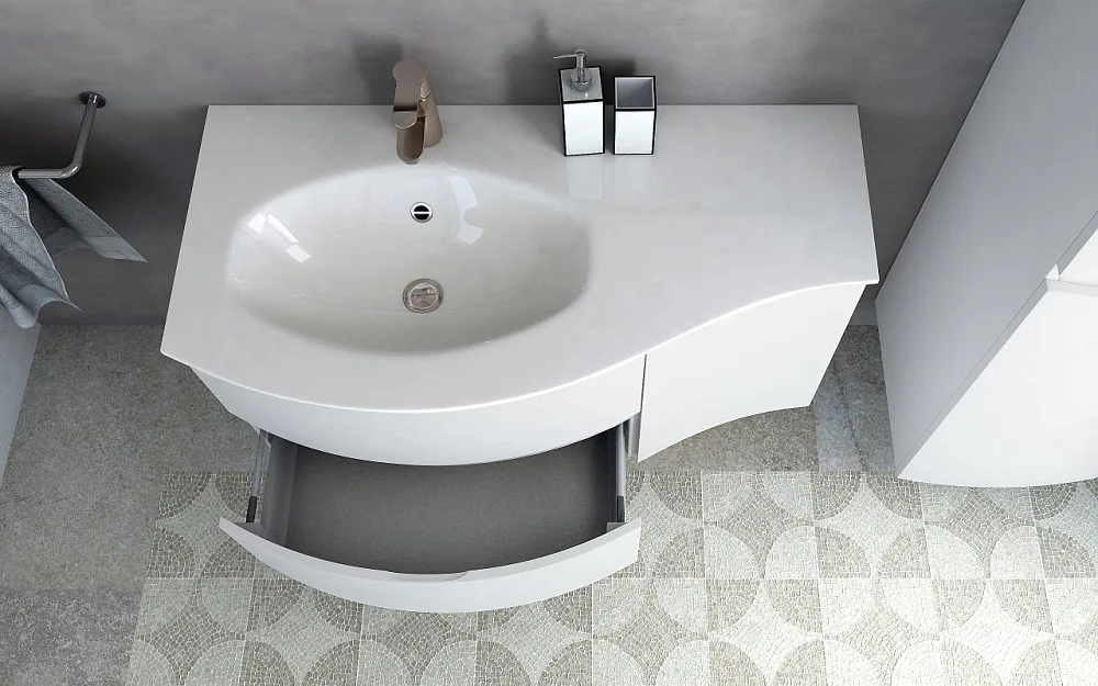 Мебельная раковина Cezares 50153 104х52 L bianco Sancos — официальный сайт