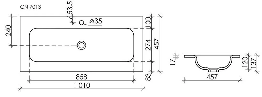 Мебельная раковина Ceramicanova Grace прямоугольная черная матовая 101 см CN7013MB Sancos — официальный сайт
