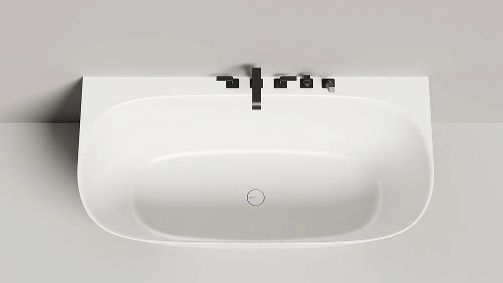 Ванна из искусственного камня Salini Sofia Wall S-Sense 160x80 см, пристенная, белая, овальная, с до Sancos — официальный сайт