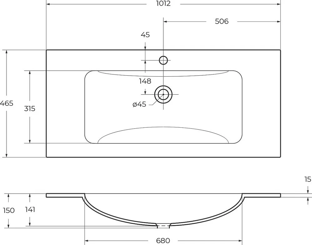 Мебельная раковина BelBagno BB1010/465-LV-VTR-BO матовая белая Sancos — официальный сайт