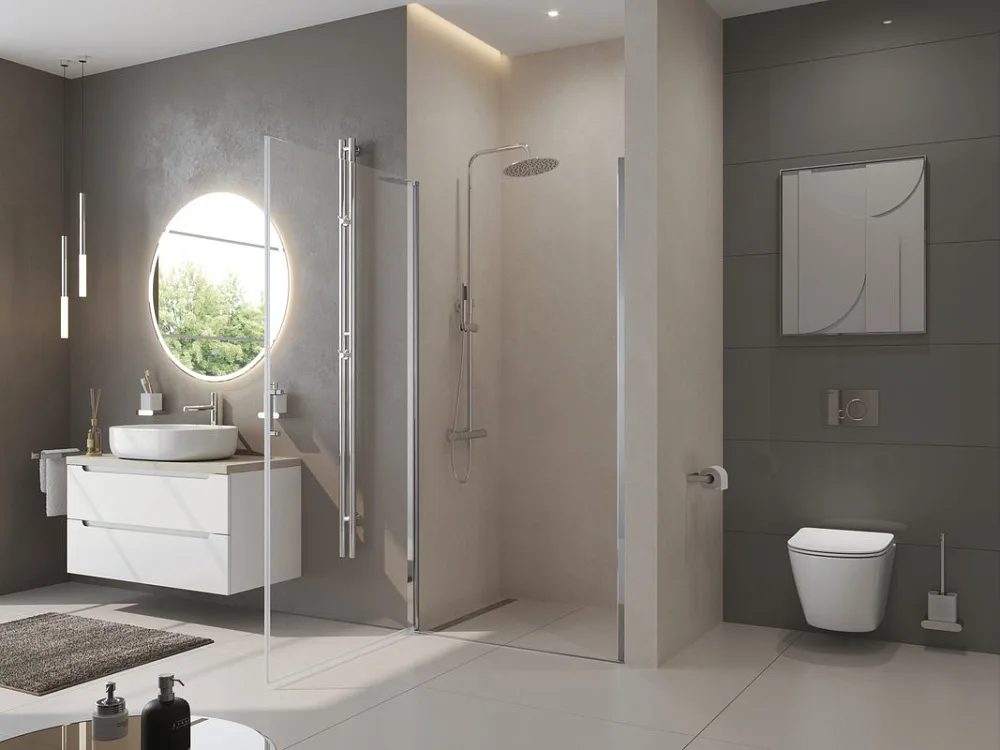 Душевая дверь в нишу BelBagno Uno B-1-85-C-Cr стекло прозрачное Sancos — официальный сайт