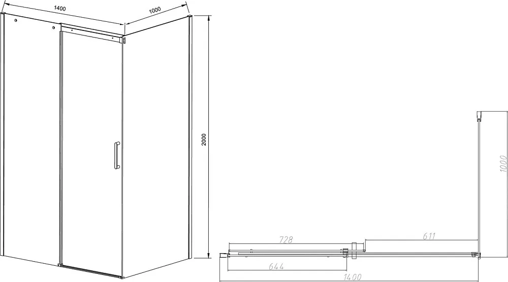 Душевой уголок Vincea Dice VSR-4D1014CL 140х100 см, профиль хром Sancos — официальный сайт