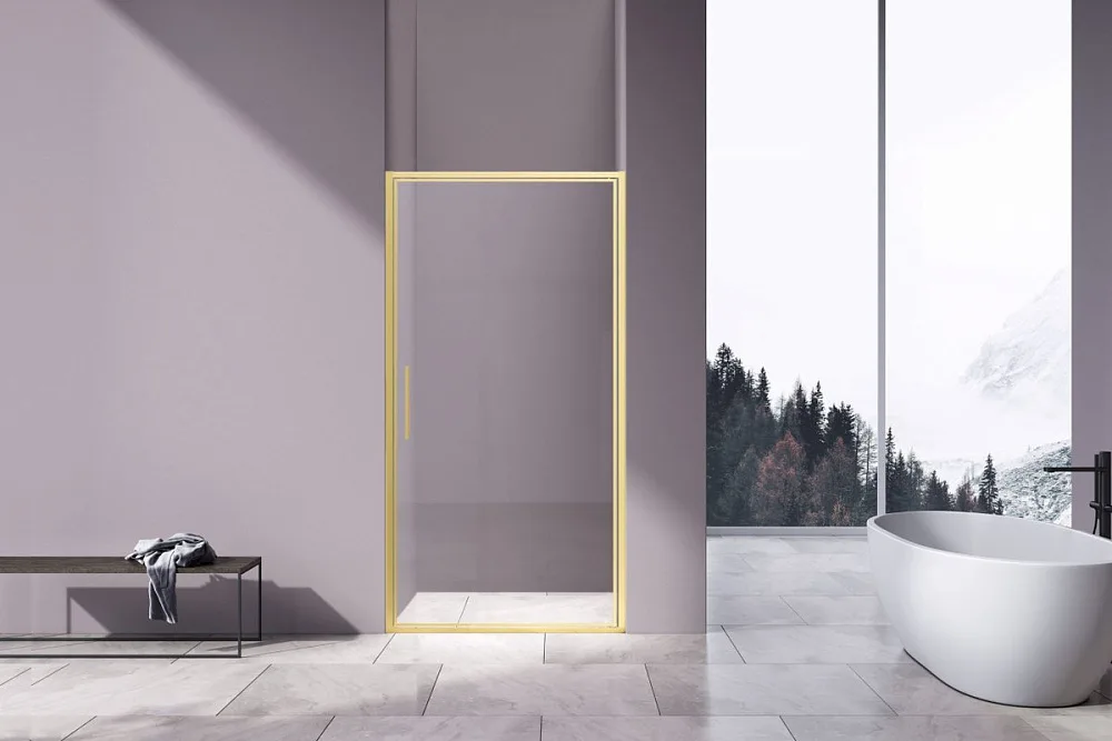Душевая дверь Vincea Slim 8mm VDP-4SL900CLG, брашированное золото, стекло прозрачное Sancos — официальный сайт