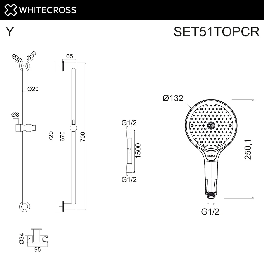 Душевой гарнитур WHITECROSS SET51TOPCR, хром Sancos — официальный сайт