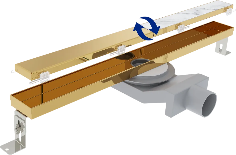 Душевой трап (лоток) Plumberia Selection PSL Linear 80 см, золото 24К Sancos — официальный сайт