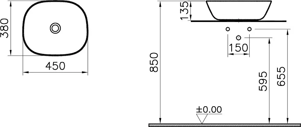 Накладная раковина VitrA Plural 7810B483-0016 матовая чёрная Sancos — официальный сайт