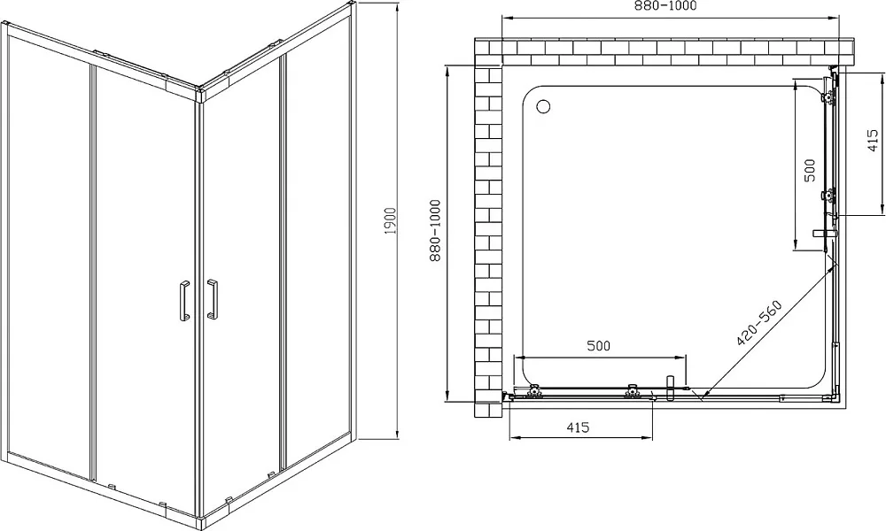 Душевой уголок Vincea Rapid VSS-3R90/10MT 90-100x90-100, профиль хром, стекло текстурное Sancos — официальный сайт