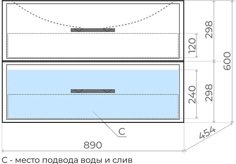 Тумба под раковину без столешницы Uperwood Foster 90 подвесная, 2 ящика, матовая белая Sancos — официальный сайт