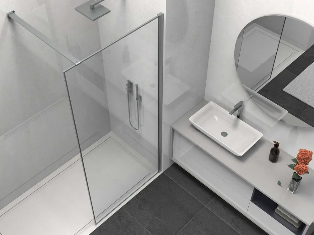 Душевая перегородка Walk-In VSW-1HS100CLGM, 1000*2000, вороненая сталь, стекло прозрачное Sancos — официальный сайт