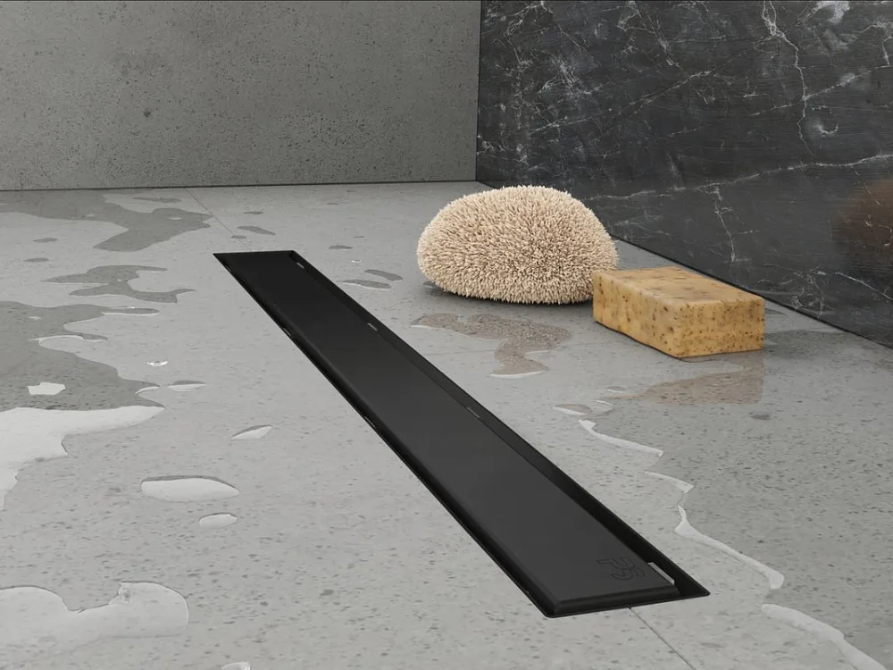 Душевой трап (лоток) Plumberia Selection PSL Linear 120 см, черный матовый Sancos — официальный сайт