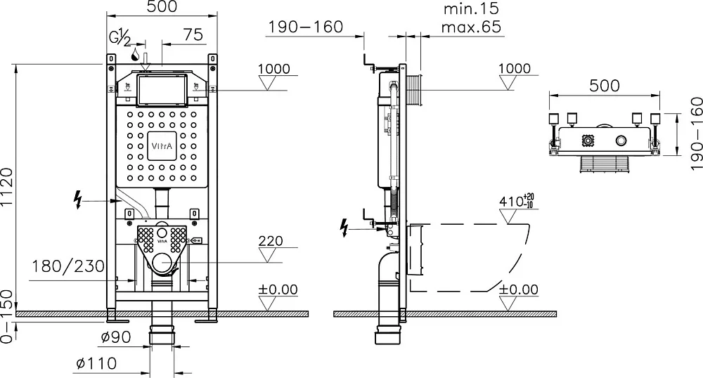 Система инсталляции для унитазов VitrA V12 762-5800-01, с кнопкой смыва Root Square 740-0411 черной Sancos — официальный сайт