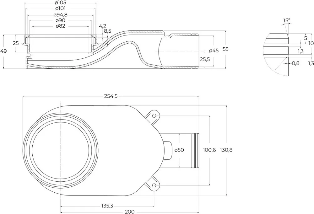 Душевой трап (лоток) BelBagno Luce BB-LD-LUCE-70-CR 65 см, хром Sancos — официальный сайт