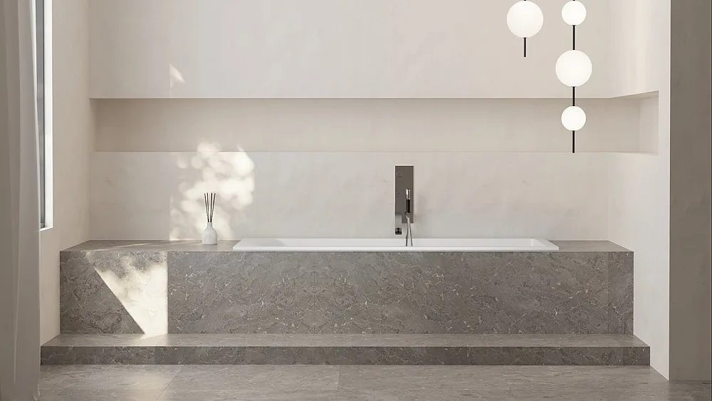 Ванна из искусственного камня Salini Cascata Kit S-Stone 180x80 см, встраиваемая, матовая белая, на  Sancos — официальный сайт