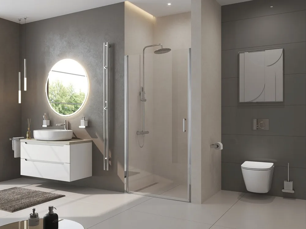 Душевая дверь в нишу BelBagno Uno B-1-85-C-Cr стекло прозрачное Sancos — официальный сайт
