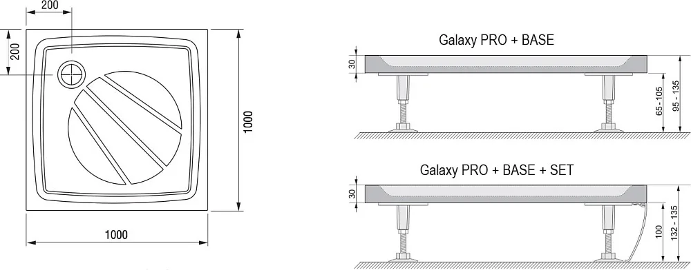 Поддон для душа Ravak Galaxy Pro Perseus Pro-100 с сифоном Sancos — официальный сайт