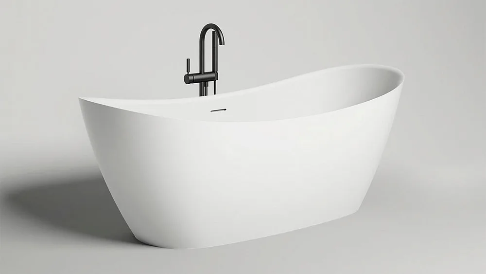Ванна из искусственного камня Salini Noemi 185x80 см, отдельностоящая, белая, овальная, со сливом-пе Sancos — официальный сайт