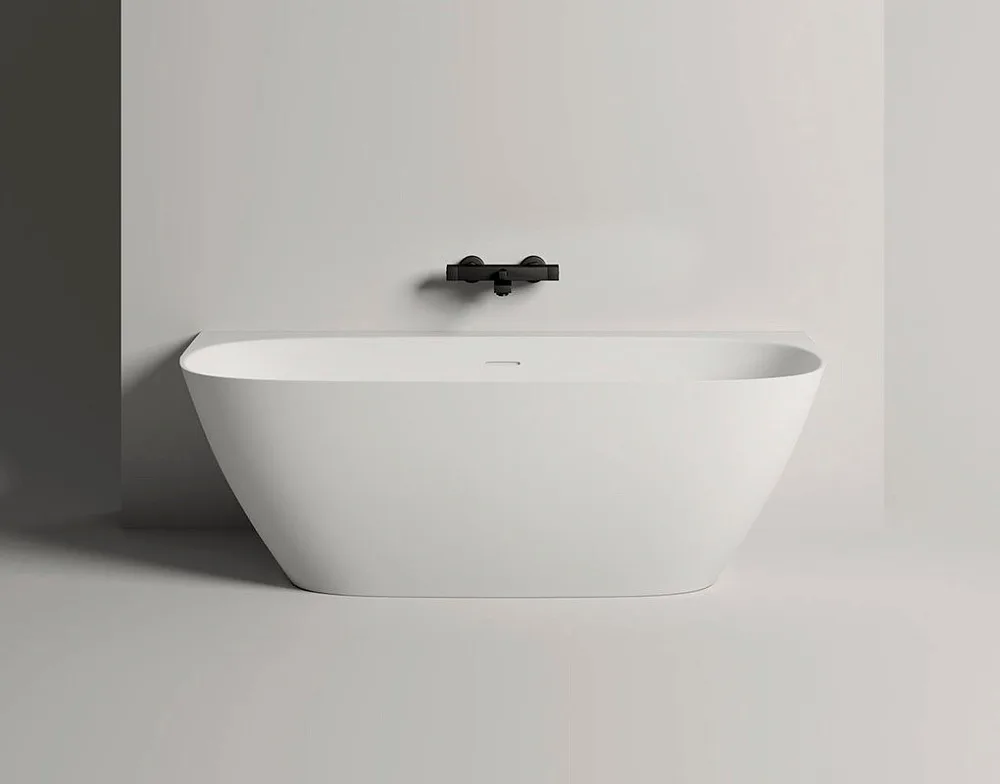 Ванна из искусственного камня Salini Sofia Wall S-Sense 180x85 см, пристенная, белая, со сливом-пере Sancos — официальный сайт