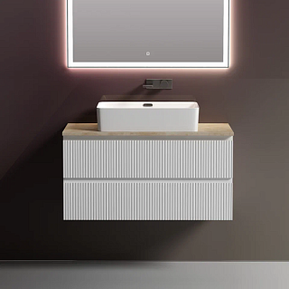 Тумба с раковиной Sancos Snob T 100 см, bianco, столешница бежевая, раковина CN5025