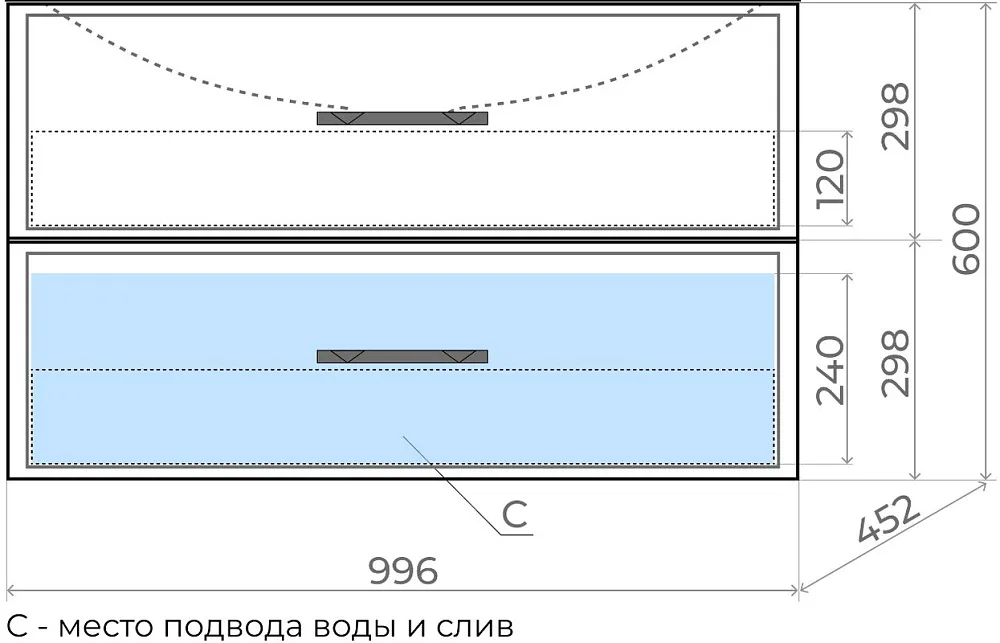 Тумба под раковину без столешницы Uperwood Foster 100 подвесная, 2 ящика, матовая белая Sancos — официальный сайт