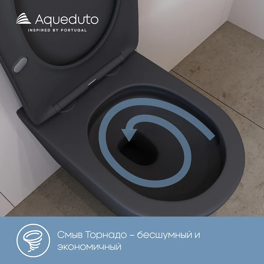 Унитаз подвесной Aqueduto OVO Tornado OVOT2140 черный матовый Sancos — официальный сайт