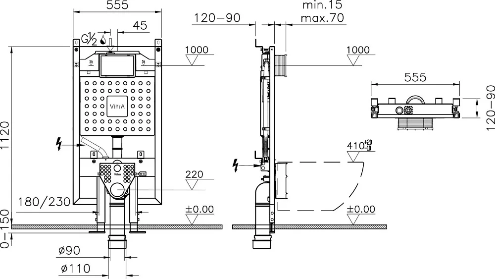 Система инсталляции для унитазов VitrA V8 768-5800-01, с кнопкой смыва Loop 740-0500 белой глянцевой Sancos — официальный сайт