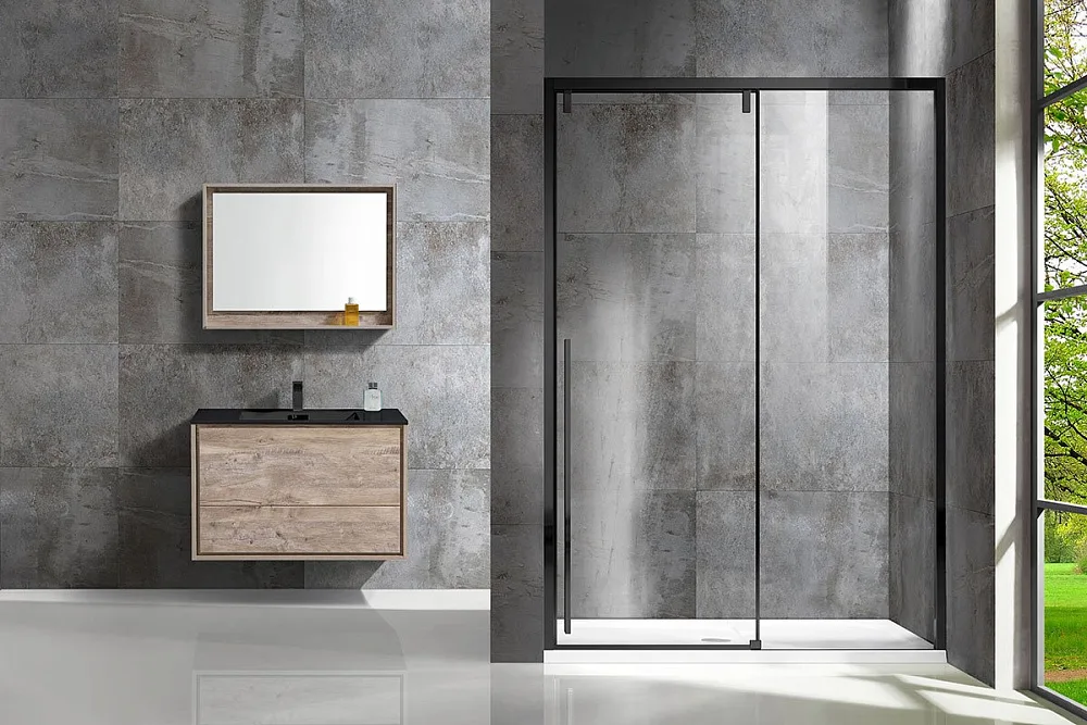 Душевая дверь в нишу Vincea Lugano VDS-1L140CLB-1 140 см, профиль черный Sancos — официальный сайт