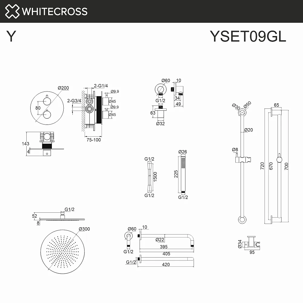 Душевой комплект WHITECROSS Y YSET09GL, С ВНУТРЕННЕЙ ЧАСТЬЮ, золото Sancos — официальный сайт
