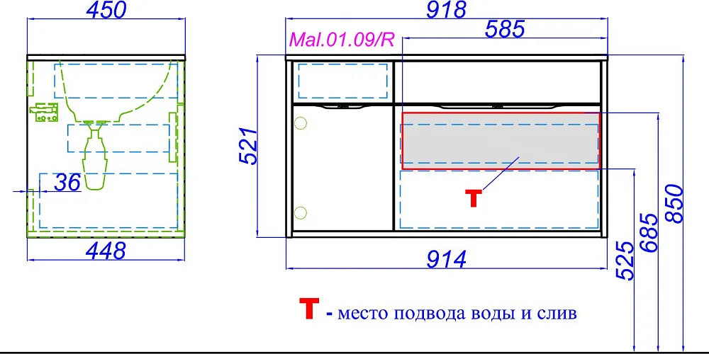 Тумба под раковину без столешницы Aqwella 5 stars Malaga 90 R крафт темный Sancos — официальный сайт