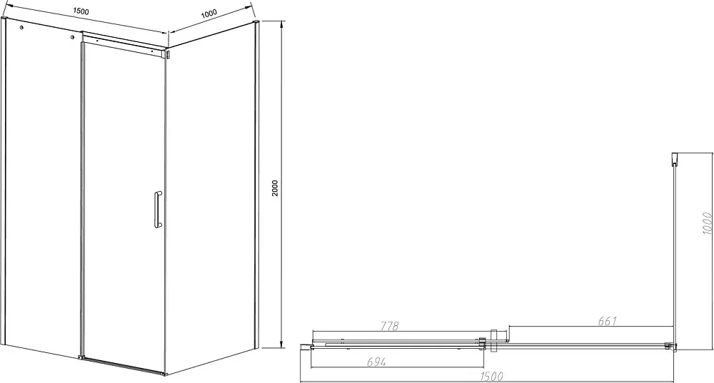 Душевой уголок Vincea Dice VSR-4D1015CLB 150х100 см, профиль черный Sancos — официальный сайт