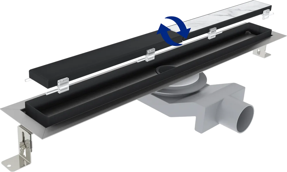 Душевой трап (лоток) Plumberia Selection PST In-Tile 80 см, черный матовый Sancos — официальный сайт