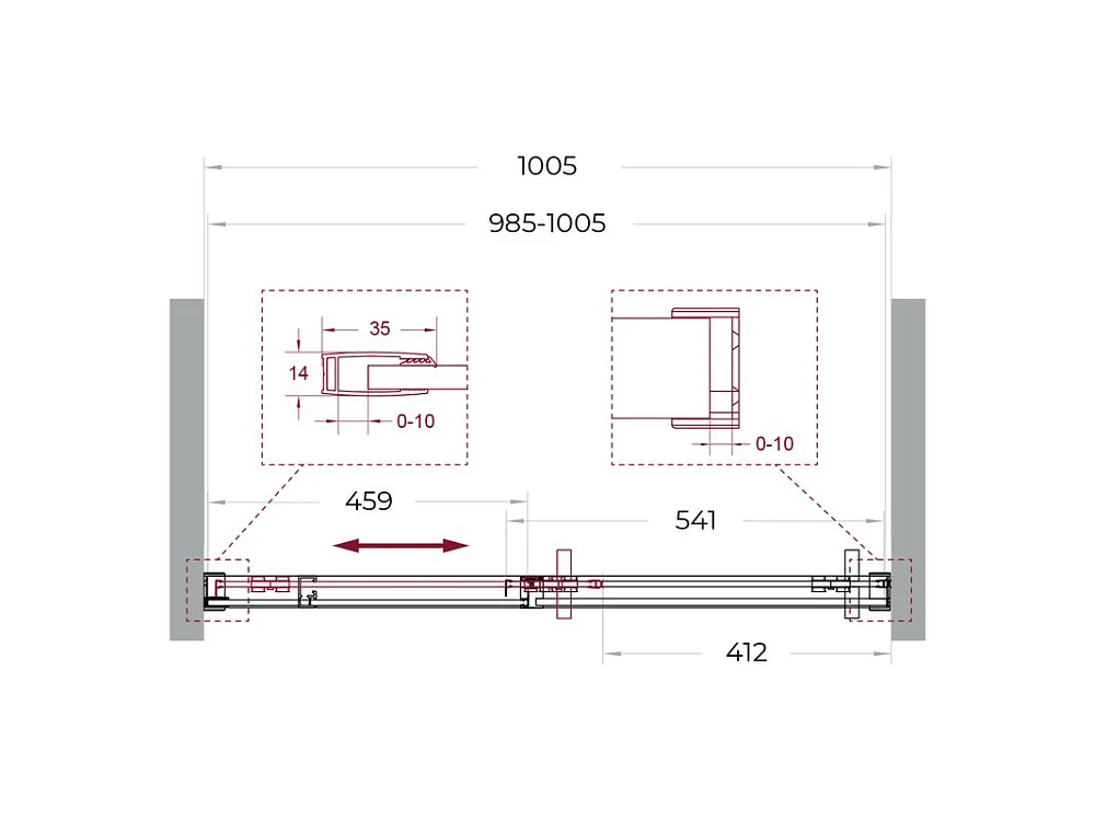 Душевая дверь в нишу BelBagno Soft Close-1 BF-1-100-C-GM профиль оружейная сталь Sancos — официальный сайт