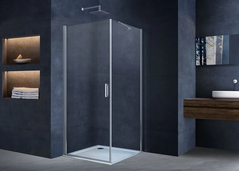 Душевой уголок Vincea Alpha VSR-3ALP9095CL 95х90 см, профиль глянцевый хром, стекло прозрачное Sancos — официальный сайт