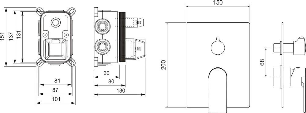 Встраиваемый смеситель AQUATEK Лира AQ1447CR С ВНУТРЕННЕЙ ЧАСТЬЮ, 3 режима, хром Sancos — официальный сайт