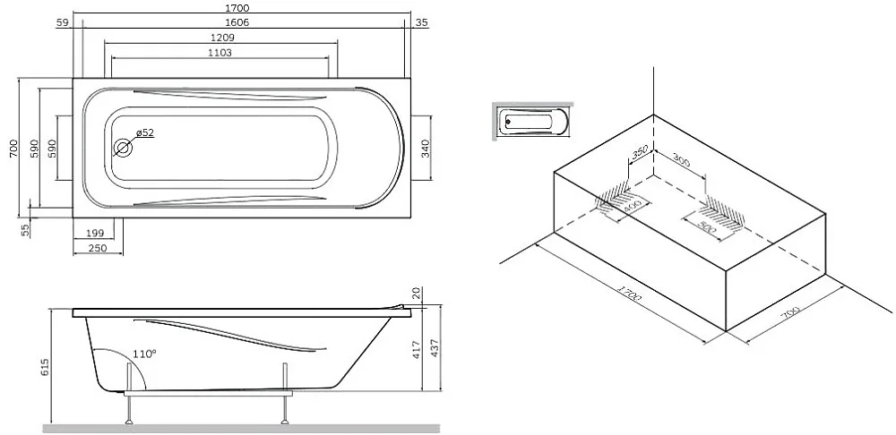Акриловая ванна AM.PM Sense W75A-170-070W-KL 170x70 см, пристенная, белая Sancos — официальный сайт