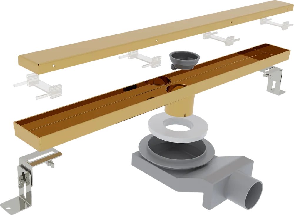 Душевой трап (лоток) Plumberia Selection PSL Linear 80 см, золото 24К Sancos — официальный сайт