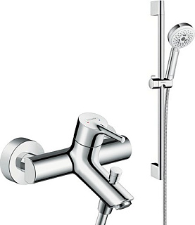 Смеситель для ванны с душем Hansgrohe Talis S 72400000, + Душевой гарнитур Hansgrohe Crometta 100 Mu