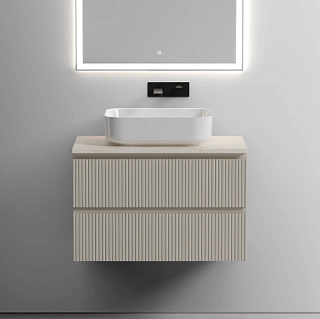 Тумба с раковиной Sancos Snob T 80 см, beige soft, столешница бежевая, раковина CN6011