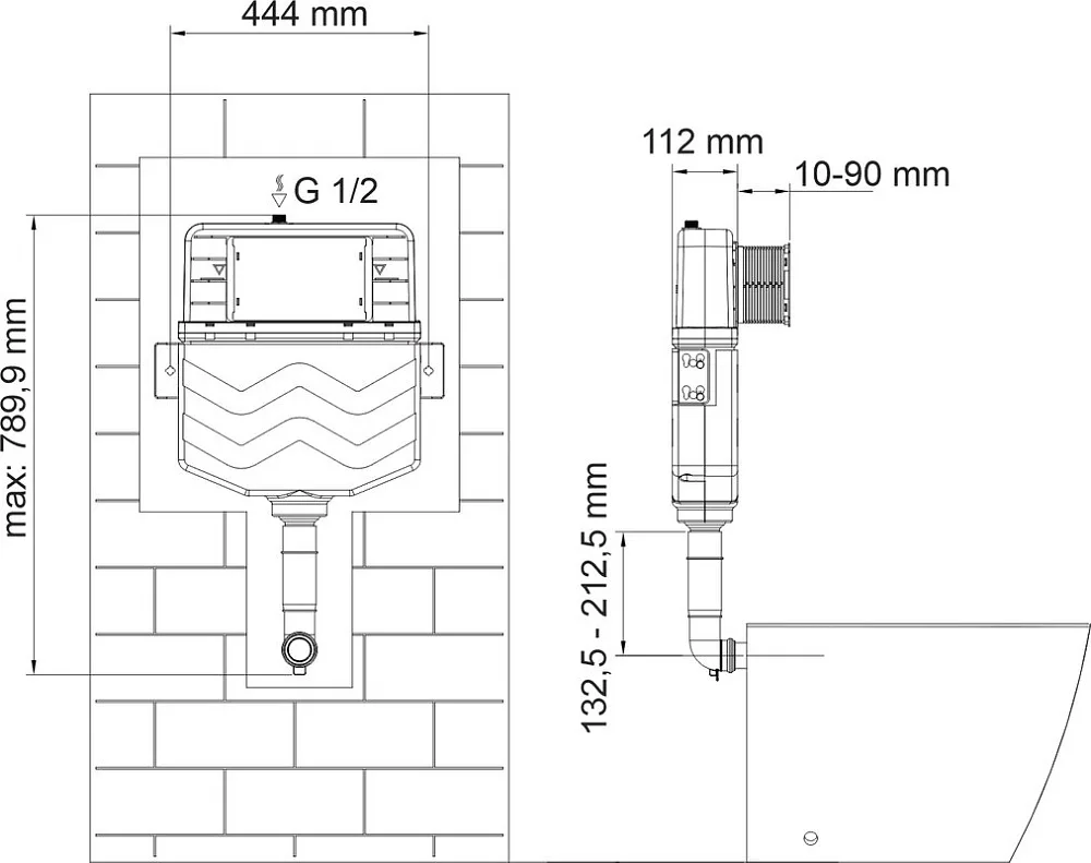 Смывной бачок скрытого монтажа Wasserkraft Aller 10TLT.031.ME.MB01, с кнопкой смыва черной матовой Sancos — официальный сайт