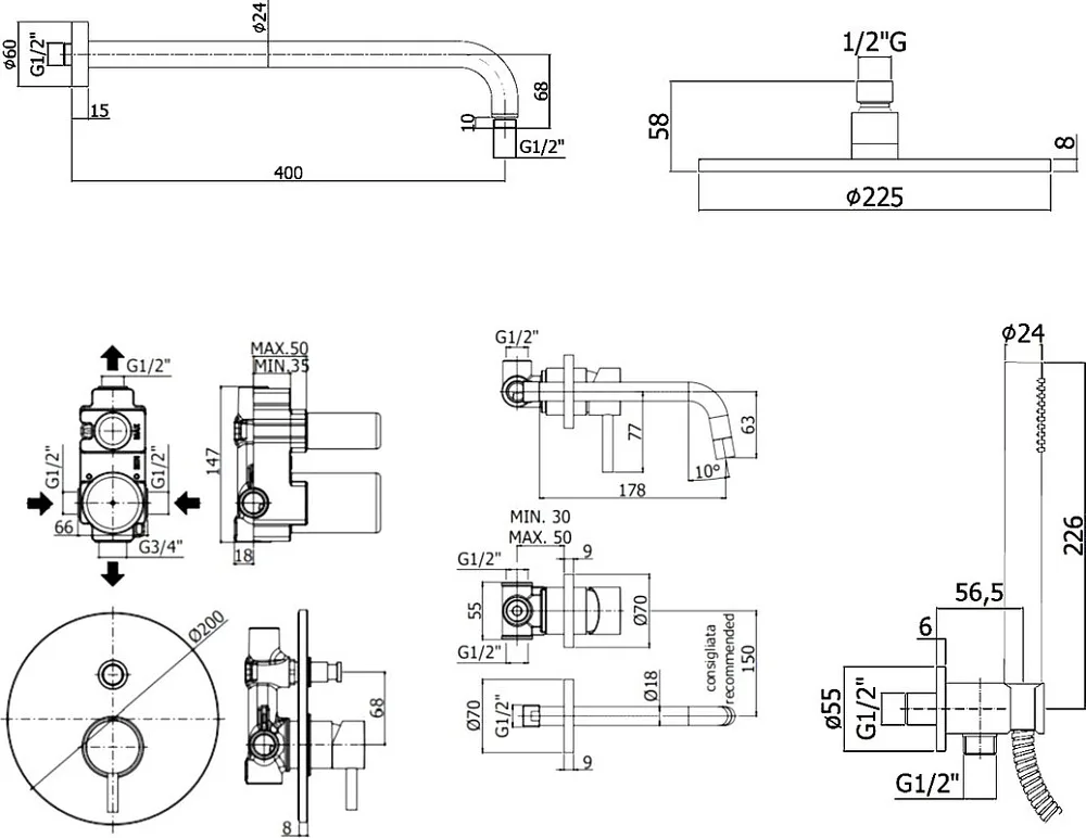 Комплект для ванной Paffoni Light KITLIG015NO006 С ВНУТРЕННЕЙ ЧАСТЬЮ, черный Sancos — официальный сайт