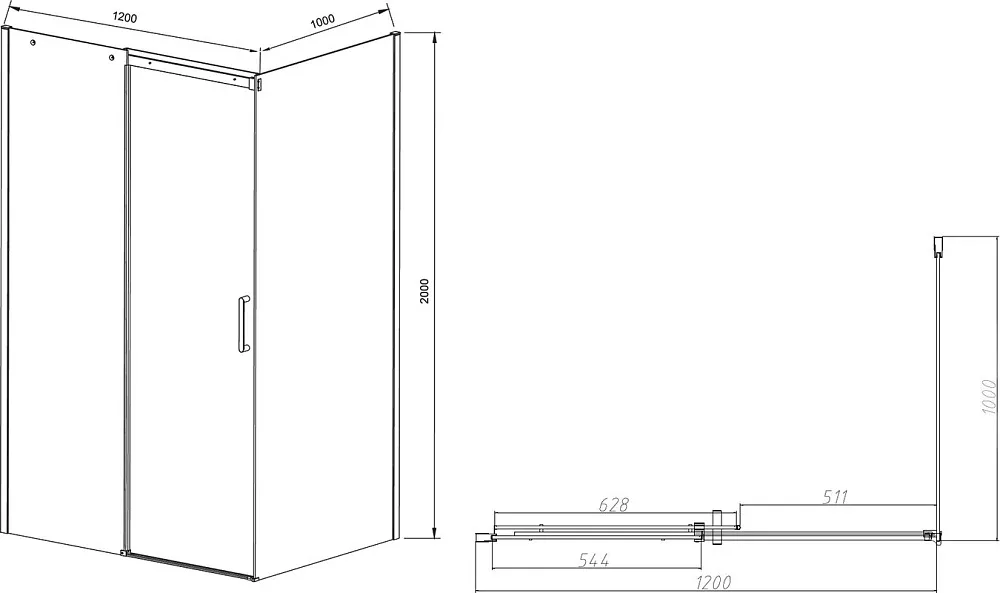 Душевой уголок Vincea Dice VSR-4D1012CLB 120х100 см, профиль черный Sancos — официальный сайт