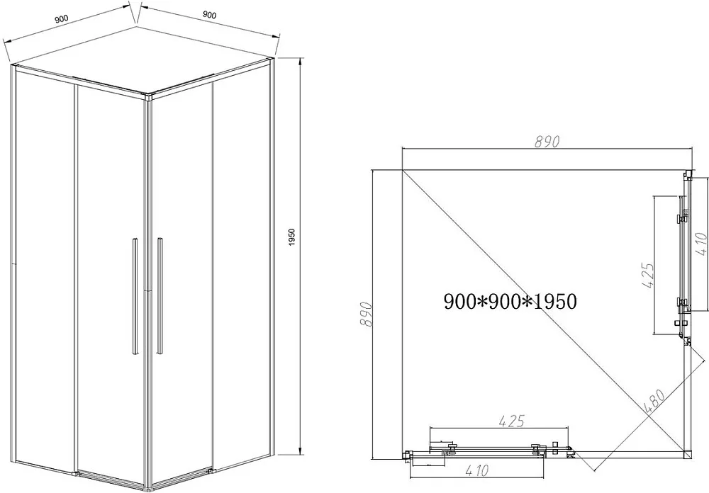 Душевой уголок Vincea Slim-N VSS-4SN900CL 90x90, профиль хром Sancos — официальный сайт