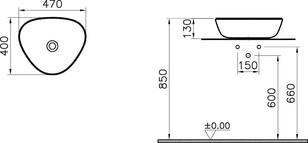 Накладная раковина VitrA Plural 7812B483-0016 матовая чёрная Sancos — официальный сайт