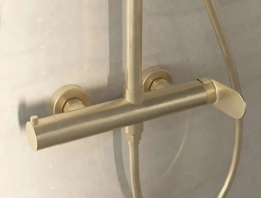 Душевая стойка Vincea Rondo VSFS-1R0BG без излива, брашированное золото Sancos — официальный сайт