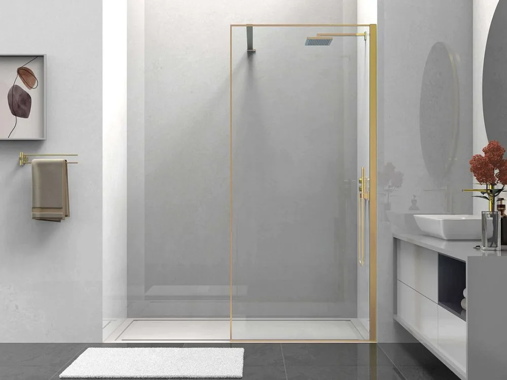 Душевая перегородка Walk-In VSW-1HS900CLG, 900*2000, брашированное золото, стекло прозрачное Sancos — официальный сайт