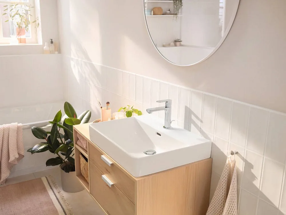 Смеситель для раковины Hansgrohe Rebris S 72517000 с донным клапаном, хром Sancos — официальный сайт