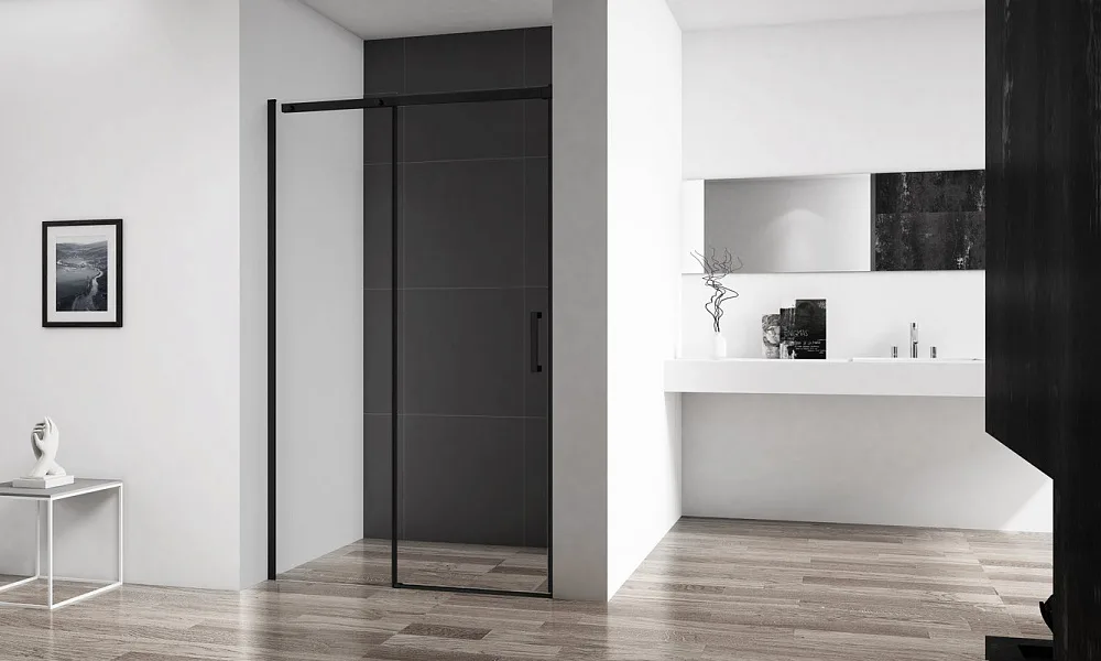 Душевая дверь в нишу BelBagno Acqua BF-1-120-C-NERO черная матовая Sancos — официальный сайт