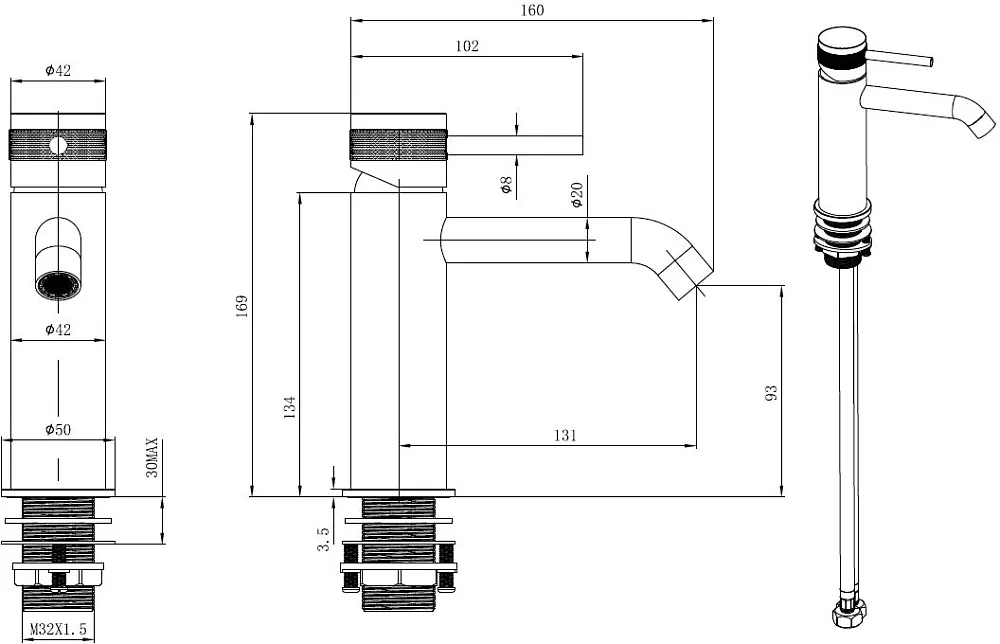 Смеситель для раковины Allen Brau Priority 5.31A01-31 матовый черный Sancos — официальный сайт