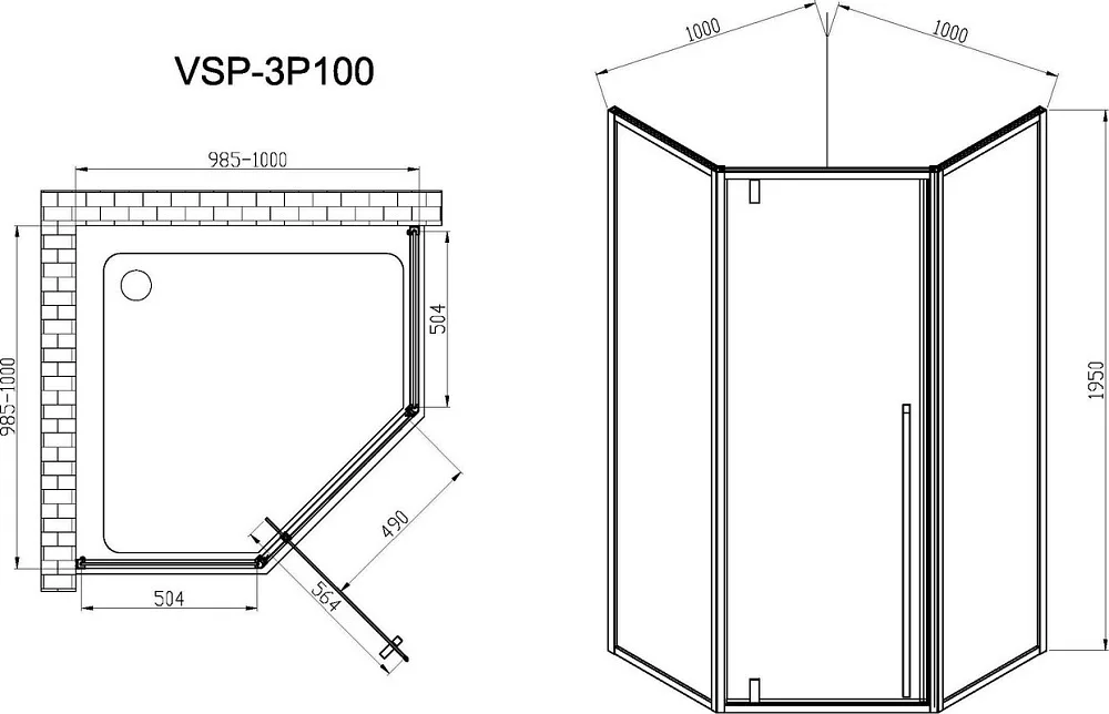 Душевой уголок Vincea Penta VSP-3P100CL 100x100, профиль хром, стекло прозрачное Sancos — официальный сайт